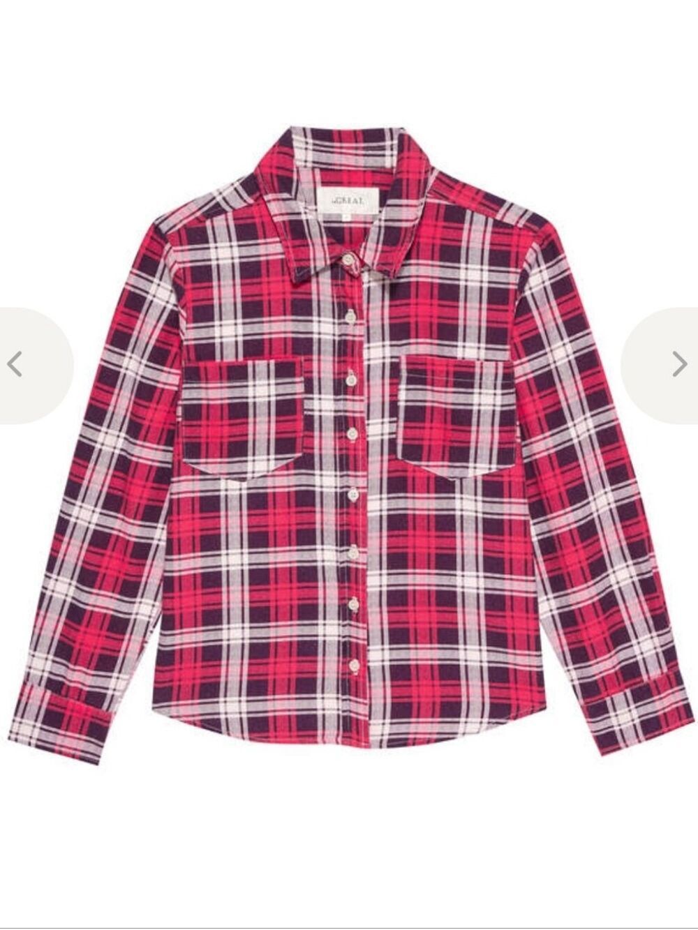 THE GREAT. The Scouting Shirt In Fuchsia Plaid Size 2- Medium